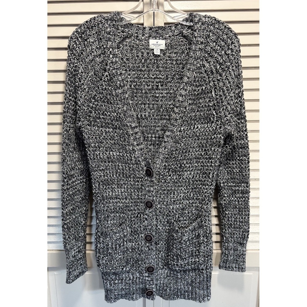 American Eagle Knit Button Up Cardigan Long Sleeve Size L Pockets‎ Thick Warm